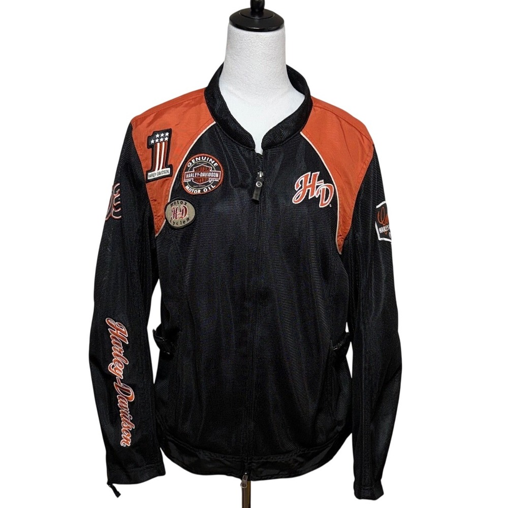 Harley Davidson Jacket Womens XL Black Mesh Rider NO LINER Full Zip Moto Biker